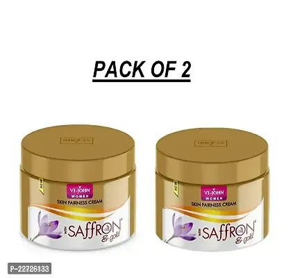 VI-JOHN saffron  gold Skin Fairness cream for Unisex | Uneven Skin Tone  Rejuvenate Skin|Chemical Free  Non-Sticky Face Cream For Glowing and Dark Spots|Suitable for all type skin 50 gm (pack of 2)-thumb0