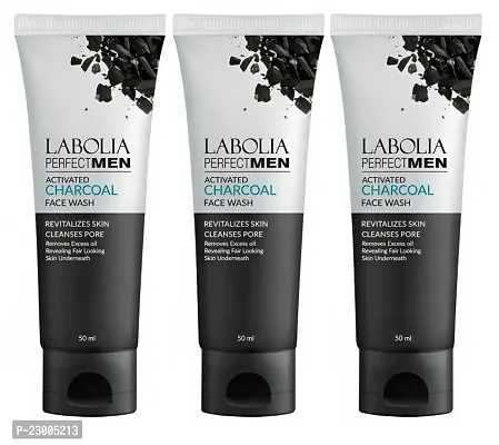 Labolia Activated Charcoal Face Wash for Men and Women : Best Face Wash for Oily Skin Say Goodbye to Oiliness 50g (PC OF 3)