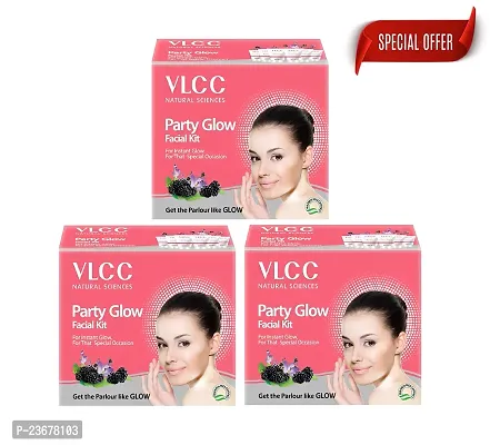 VLCC Party Glow Facial Kit for Instant Glow (60gm)Instant Glow for Special Occasions: VLCC Party Glow Kit ( PC OF 3)