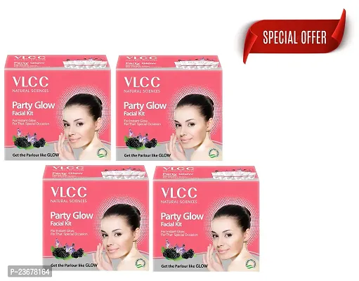 VLCC Party Glow Facial Kit for Instant Glow (60gm) Achieve Instant Glowing Skin  with VLCC's Party Glow Facial Kit (PC OF 4)