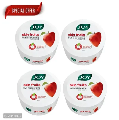 Joy Skin Fruits Moisturizing Skin Cream With Apple, Jojoba  Almond Oil (200ml) | Quick Absorbing  Non Sticky Moisturizer for Face, Hands  Body | For Healthy, Soft  Glowing Skin (PC OF 4)