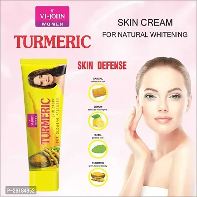 VI - JOHN Women's Turmeric Skin Cream, for skin Glowing brightening, Chemical free, Enriched with Goodness of Vitamin C and Haldi for Radiant Skin | VI - JOHN Best Herbal Face Cream | 30G (Pack of 12)-thumb3