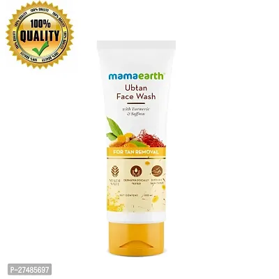 Mamaearth Ubtan Natural Face Wash with Turmeric  Saffron for Tan Removal and Skin Brightening- 100 ml  |