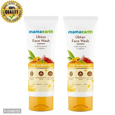 Mamaearth Ubtan Natural Face Wash with Turmeric  Saffron for Tan Removal and Skin Brightening -  100 ml | Pack of 2 |