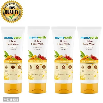 Mamaearth Ubtan Natural Face Wash with Turmeric  Saffron for Tan Removal and Skin Brightening - 100 ml (Pack of 4)-thumb0
