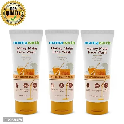 Mamaearth Honey Malai Face Wash with Honey  Malai For Nourishing Glow - 100 ml PC OF 3 |