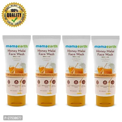 Mamaearth Honey Malai Face Wash with Honey  Malai For Nourishing Glow - 100 ml  | PC OF 4 |