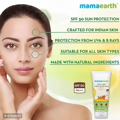 Mamaearth's Ultra Light Indian Sunscreen with Carrot Seed, Turmeric and SPF 50 PA+++ - 80ml Packed with SPF 50  PC OF 2 |-thumb2