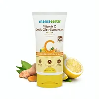 Mamaearth Daily Glow Sunscreen SPF 50 PA+++, No White Cast with Vitamin C  Turmeric for Sun Protection  Glow - 50 g PC OF 2 |-thumb2