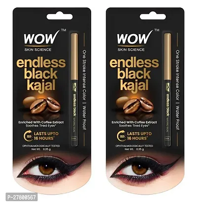 WOW Skin Science Endless Black Natural Kajal | Water Proof  Smudge Proof | Long Lasting Kajal Upto 16 long hours | No Parabens and Mineral Oils | Cares for Your Eyes | Enhance Your  Eyes Beauty, PO2-thumb0