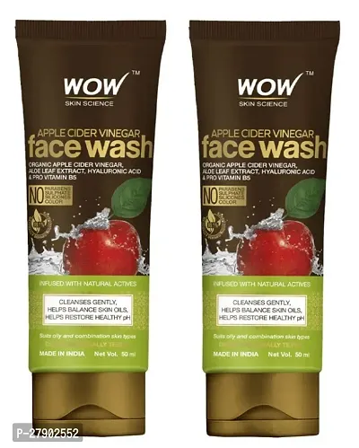 WOW Skin Science Apple Cider Vinegar Foaming Face Wash 50ML  | Deep Cleansing | For Oily Skin | Fresh, Clear Skin | For Acne  Pimples | Paraben  Sulphates Free| Face Wash for Women  Men | PC OF 2