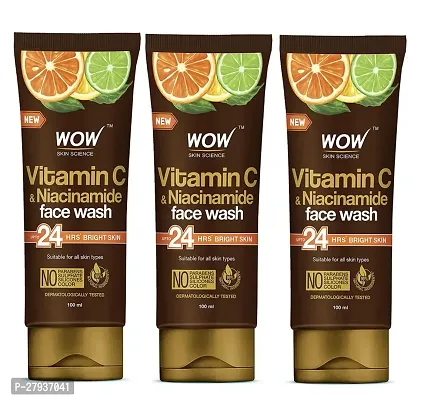 WOW SKIN SCIENCE Vitamin C  Niacinamide | For Brighter Glow | For All Skin Types Face Wash 50ml |  Face Wash for Women  Men | Glowing Bright Skin Awaits | PC OF 3 |-thumb0