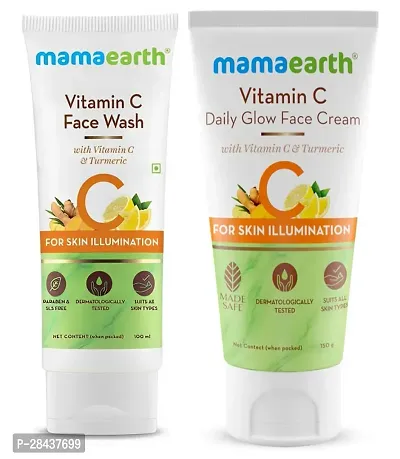 Mamaearth Vitamin C Glowing Skin Combo (Vitamin C - Face Wash 100ml  with Face cream 80g)-thumb0