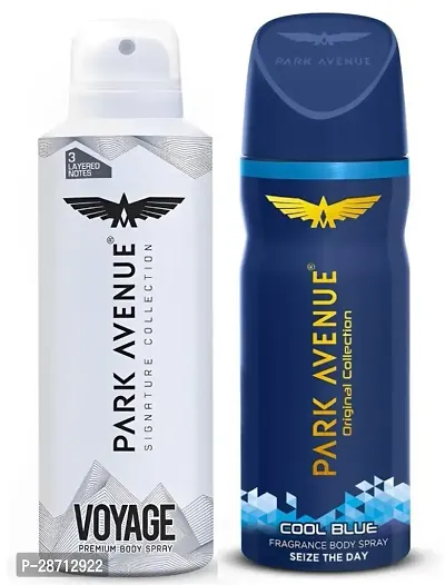 Park Avenue  Signature and Original  Collection Deodorant for Men150ml Each  Voyage and Cool blue (Pack of 2)-thumb0