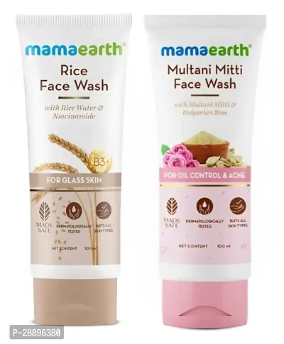 Mamaearth  Rice  and Multani Mitti Face Wash Combo 100ml |  for All Skin Type  | Pack of  2 |-thumb0