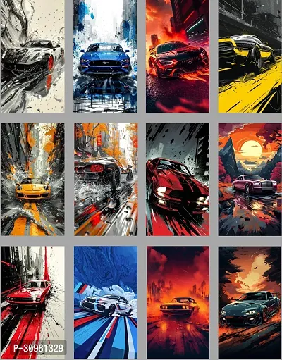 Cars High Quality Glossy Posters (300 GSM) | (A4 Size) (8 x 12 inch) ( Set of Posters 12)