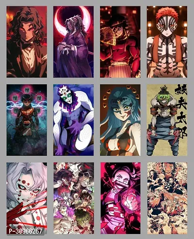 Demon Slayer Demon Japanese Art High Quality Glossy Posters (300 GSM) | (A4 Size) (8 x 12 in) ( Set of Posters 12)Demon Slayer