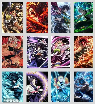 Demon Slayer Japanese Art High Quality Glossy Posters (300 GSM) | (A4 Size) (8 x 12 in) ( Set of Posters 12) D