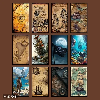 Pirate Art High Quality Glossy Wall Posters | Wallpapers (300 GSM) | (A4 Size) (8 x 12 inch) (Pack of Posters 12)