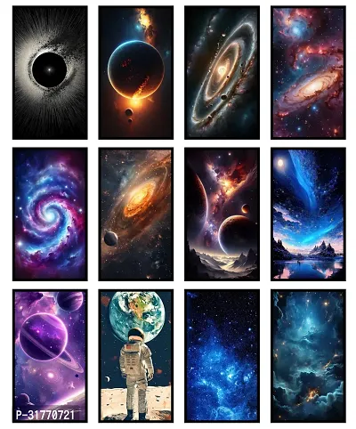 Space Art High Quality Glossy Wall Posters (300 GSM) | (A4 Size) (8 x 12 inch) (Pack of Posters 12)