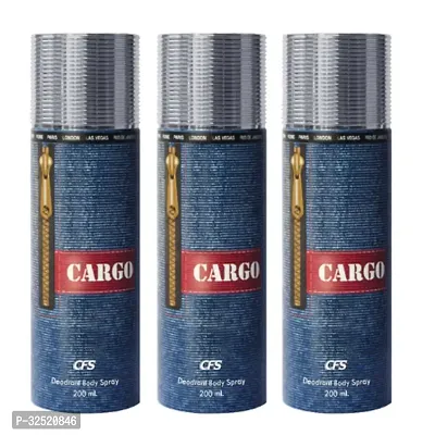 Men's Body Deodorant Spray - Cargo Jeans Fragrance for Active Lifestyle  (200ML Each ) (PC OF 3 )