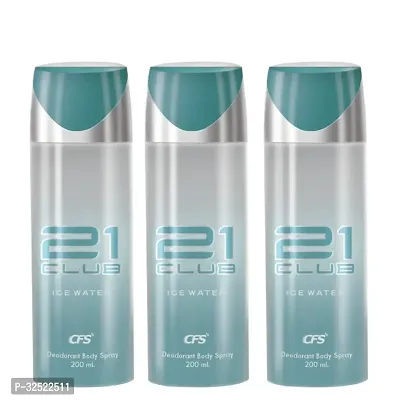 CFS 21 Club Ice Water Deodorant Spray for Men - Long-Lasting All-Day  Fresh Fragrance  ( 200ml) ( PC OF 3 )