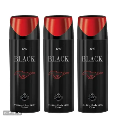 CFS Black Horse Body Spray Deodorant - Long-Lasting All-Day  Fresh Fragrance for Men ( 200ml Each ) ( PC OF 3 )