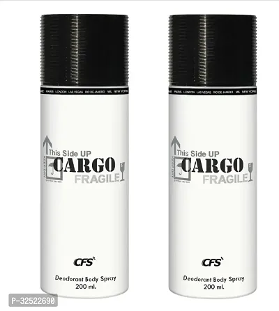 CFS Cargo White Fragile Deodorant Spray - Long-Lasting Freshness for Men (200MLEach ) (PC OF 2 )