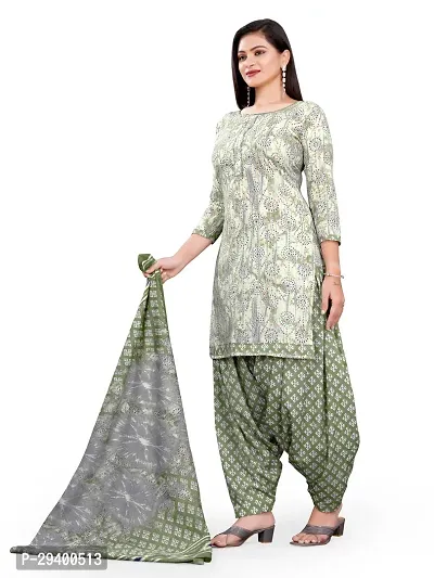 Elegant Multicoloured Cotton Printed Dress Material with Dupatta For Women-thumb5