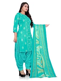 Elegant Sky Blue Cotton Printed Dress Material with Dupatta For Women-thumb3