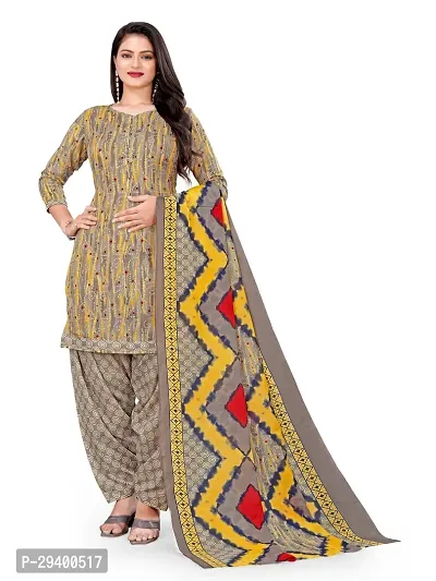 Elegant Multicoloured Cotton Printed Dress Material with Dupatta For Women