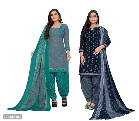 Stylish Crepe Unstitched Dress Material For Women Pack Of 2