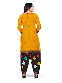 Elegant Yellow Cotton Printed Dress Material with Dupatta For Women-thumb1