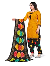 Elegant Yellow Cotton Printed Dress Material with Dupatta For Women-thumb2
