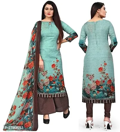 Elegant Multicoloured Cotton Printed Dress Material with Dupatta For Women