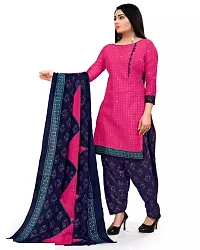 Elegant Pink Cotton Printed Dress Material with Dupatta For Women-thumb3