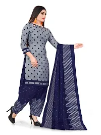 Elegant Grey Cotton Printed Dress Material with Dupatta For Women-thumb2