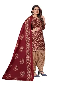 Wow Ethnic Womens Traditional Cotton Navy Maroon Printed Unstitched Salwar Suit with Dupatta Set-thumb3