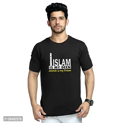 printcorners Islam Deen Round Neck Black T-Shirt-thumb0