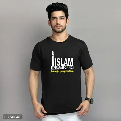 Islam Deen Printed Men Round Neck Black T-Shirt (S)-thumb2