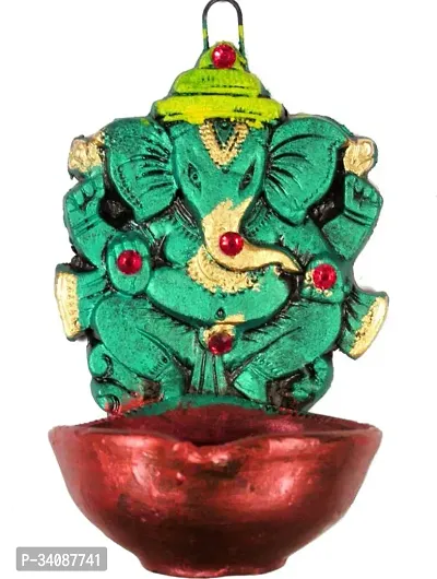 SUNINOW Ganesha Hanging diya for wall Terracotta Hanging Diya (Height: 5 inch)-thumb0