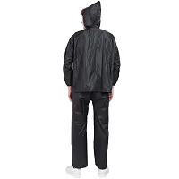 Men Black Solid Hooded Rain Suit-thumb1