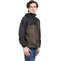 Men Black Hooded Rain Jacket-thumb2