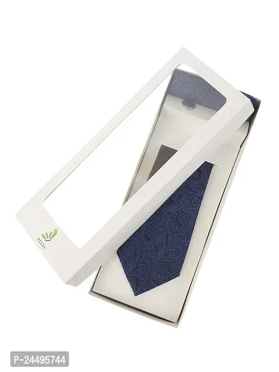 ELLIS Tie Cufflink  Pocket Sqaure Navy Blue Set With Box-thumb4