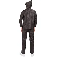 Men Brown Solid Hooded Rain Suit-thumb1