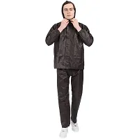 Men Brown Solid Hooded Rain Suit-thumb4