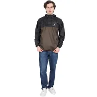 Men Black Hooded Rain Jacket-thumb3