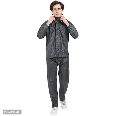 Men Grey Solid Rain Suit-thumb5