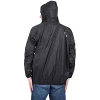 Men Black Hooded Rain Jacket-thumb1