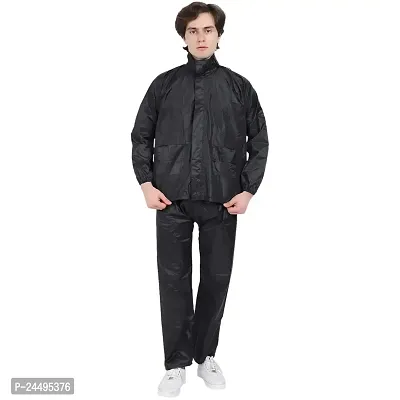 Men Black Solid Hooded Rain Suit